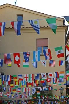World Flags at Strings 스톡 사진