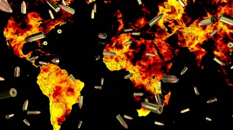 World in flames falling bullets Video stock 47163213