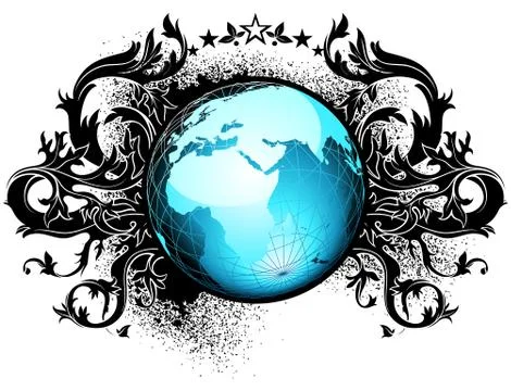 World with floral elements Stock-Illustration