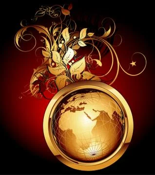 World with floral elements Stock Illustration