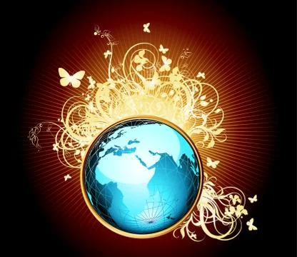 World with floral Illustrazione stock