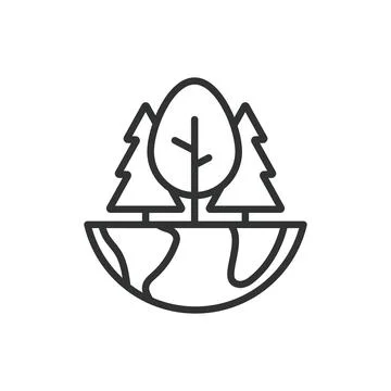 World forest, in line design. Forest, world, trees, nature, green, environment Stock Illustration