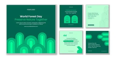 World Forestry Day Flat Cartoon Hand Drawn Social Media Post Background Ill.. Stock Illustration