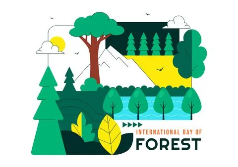 World Forestry Day Vector Illustration Featuring Global Forest Conservation.. Stock Illustration