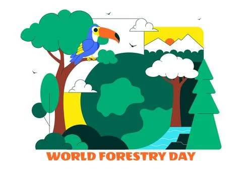 World Forestry Day Vector Illustration Featuring Global Forest Conservation.. Stock Illustration