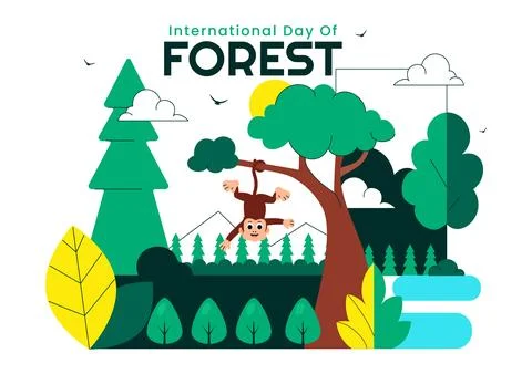 World Forestry Day Vector Illustration Featuring Global Forest Conservation.. Ilustración de archivo