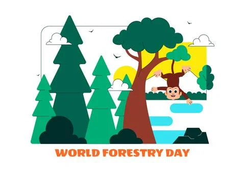 World Forestry Day Vector Illustration Featuring Global Forest Conservation.. Stock Illustration