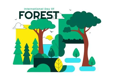 World Forestry Day Vector Illustration Featuring Global Forest Conservation.. Ilustración de archivo