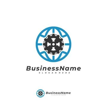 World Gear logo vector template, Creative World logo design concepts Illustrazione stock