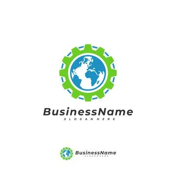 World Gear logo vector template, Creative World logo design concepts Stock Illustration