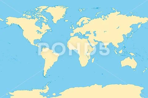 The world, general reference map, map of the surface of the Earth ...