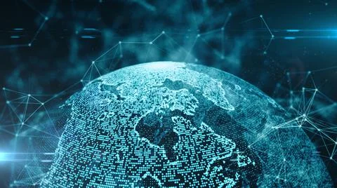 World global cloud computing artificial intelligence AI information tech Stock Illustration