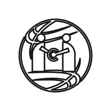 World global Commitment Teamwork Together Outline Logo Stock Illustration