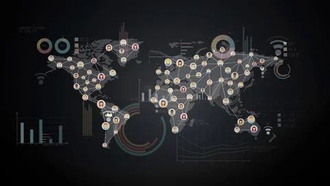 World global Communication technology. 4K size,  economic diagram,chart,graph. Video stock 81691244