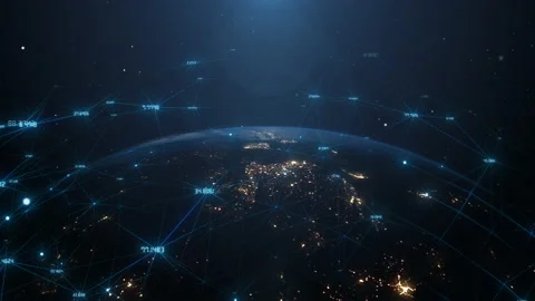 World global networks information technology of connected big data Stock Footage