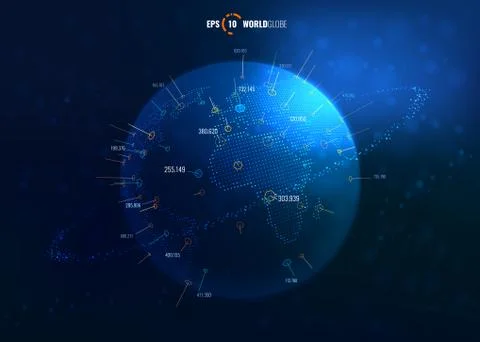 World globe 3D hologram Stock Illustration