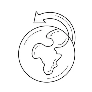 World globe and arrow vector line icon. Stock Illustration