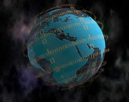 World globe and binary code Illustrazione stock