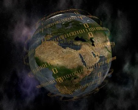 World globe and binary code Illustrazione stock