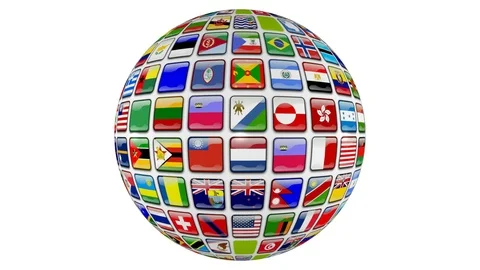 World Globe and Flags Stock Footage 90848610