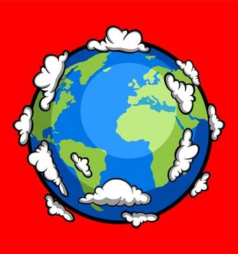 World globe and white clouds Stock Illustration