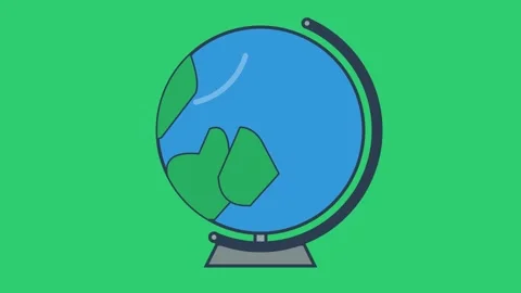 World Globe Animation on Green Screen Background Flat Design Seamless Loop 4K Video stock 344434158