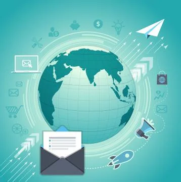 World globe with app icon Stock Illustration