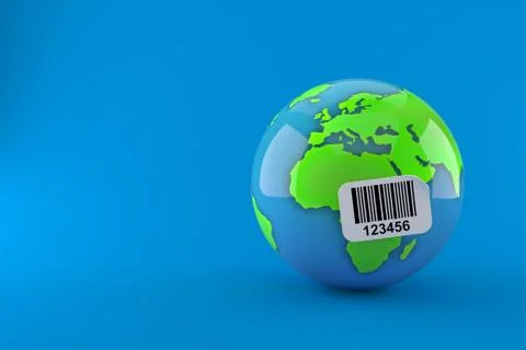 World globe with barcode sticker Stock Illustration