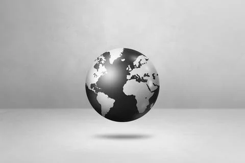 World globe, black earth map, isolated on white. Horizontal background Stock Illustration