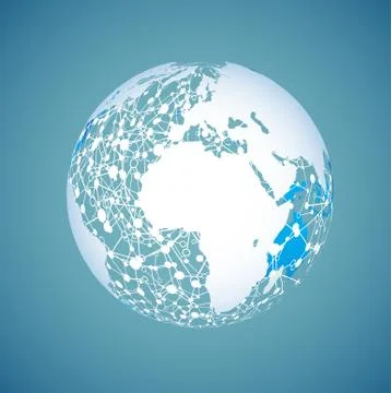 World globe on a blue background, vector illustration Stock Illustration