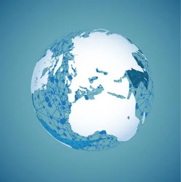 World globe on a blue background, vector illustration Illustrazione stock