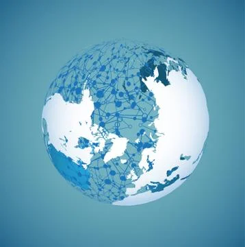 World globe on a blue background, vector illustration Illustrazione stock
