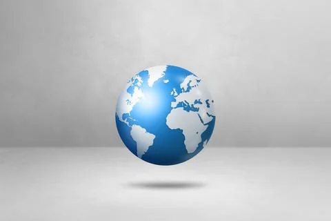 World globe, blue earth map, isolated on white. Horizontal background Stock Illustration