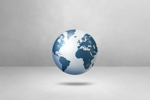 World globe, blue earth map, isolated on white. Horizontal background Stock Illustration