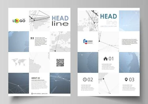 World globe on blue. Global network connections, lines and dots. The vector i Stock Illustration