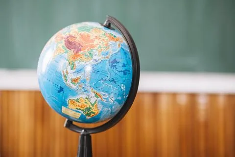 World globe classroom blurred background Beautiful photo Stock Photos