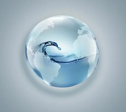 World globe with clean water inside Stock Illustration
