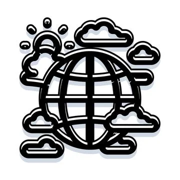World globe with clouds and sun icon Stock Illustration