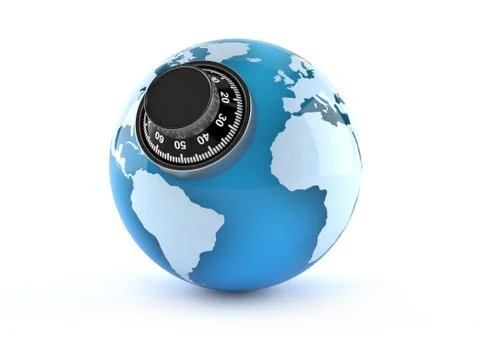 World globe with combination lock Stock-Illustration
