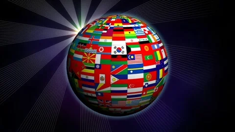 World Globe with country Flags Stock Footage 241633907