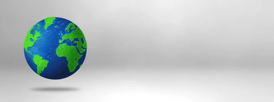 World globe covered with grass and water isolated on white background. Envi.. Stock Illustration