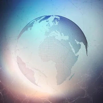 World globe on dark background. Global network connections, abstract geomet.. Stock Illustration