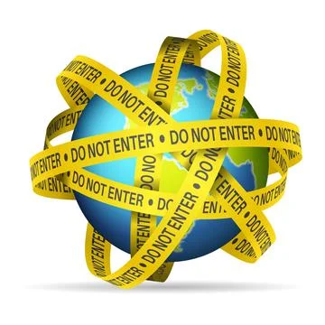 World globe do not enter tape Stock Illustration