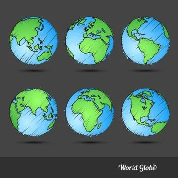 World Globe doodle Illustrazione stock