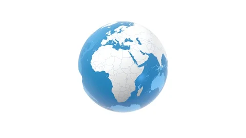 World Globe, Earth 3D with Borders, 4K Loop Animation Video stock 128279558