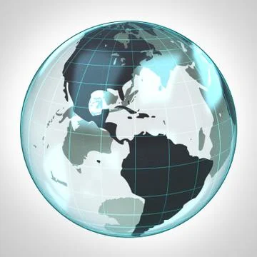 World globe earth bubble focused to america illustration Illustrazione stock