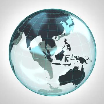 World globe earth bubble focused to asia and australia illustration Illustrazione stock