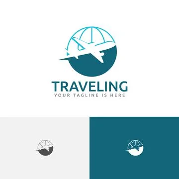 World Globe Flight Plane Tour Travel Holiday Vacation Agency Logo Stock Illustration