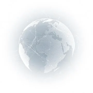 World globe on gray background. Global network connections, abstract geometri Stock Illustration
