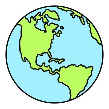 World globe with green continents and blue oceans Stock Illustration
